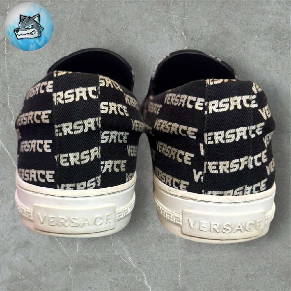 Versace Sneakers Men's Size 43 (US 10) Black-White Low Top Tessuto Sneaker - Picture 5 of 9